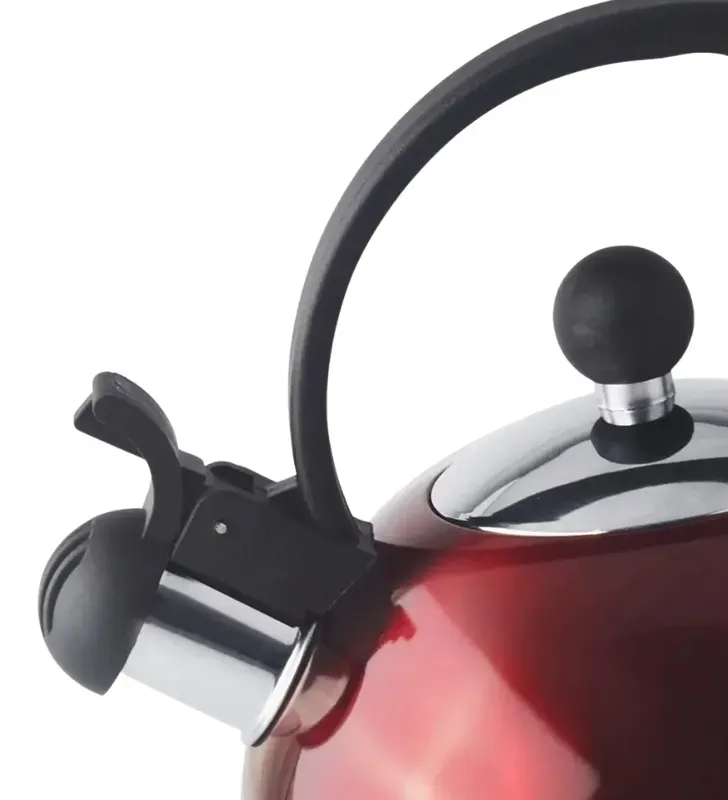 Tetera Acero Inoxidable 2.5L Cinsa Rojo Metálico 323632 – Silbato