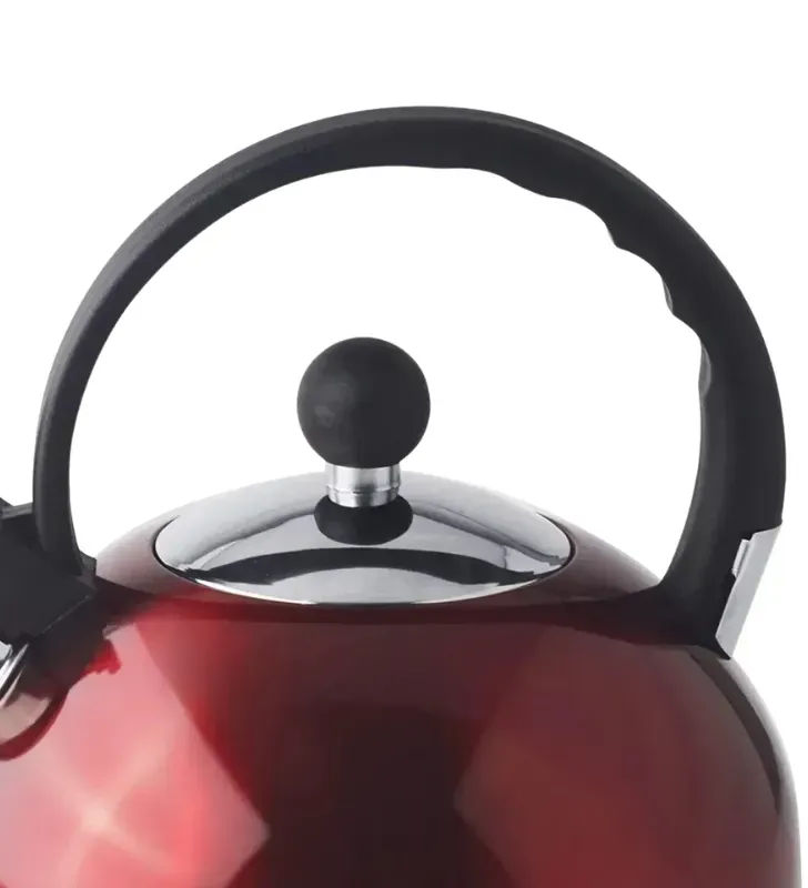 Tetera Acero Inoxidable 2.5L Cinsa Rojo Metálico 323632 – Silbato
