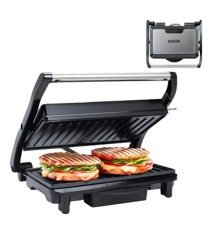 Sandwichera Grill Eléctrica 1000W Gris 180° EL36C4 Signa