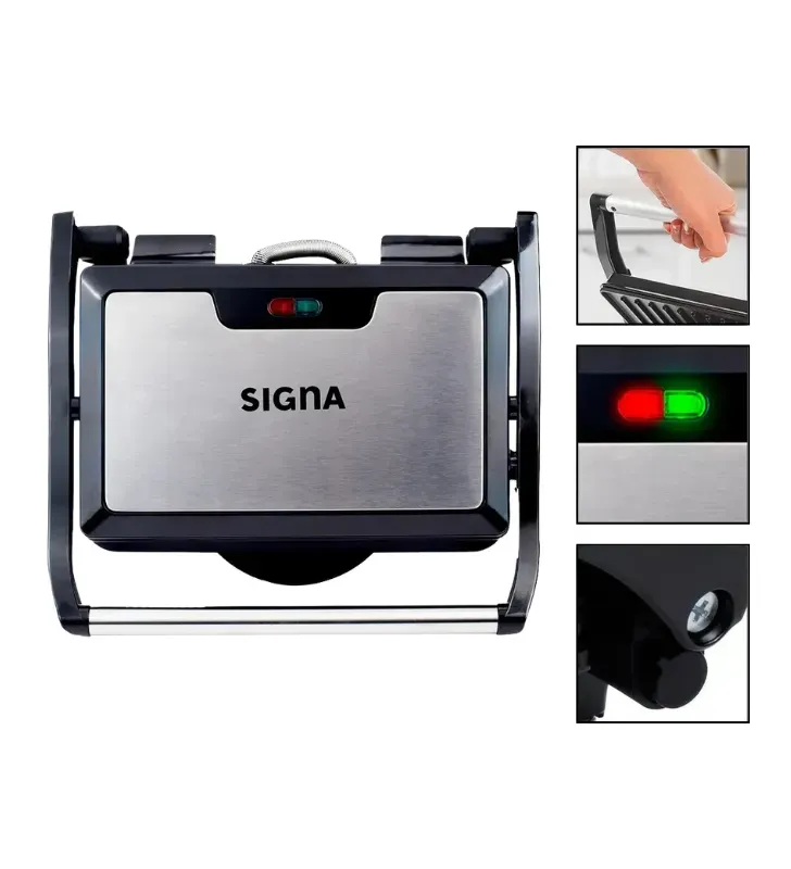 Sandwichera Grill Eléctrica 1000W Gris 180° EL36C4 Signa
