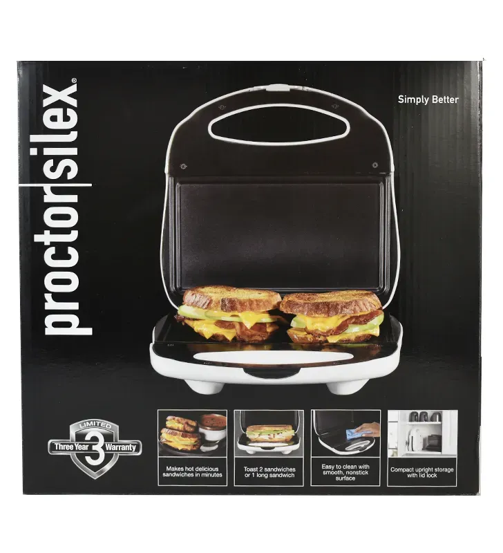 Sandwichera Proctor Silex 25401 | Compacta 700 W, 2 Sándwiches