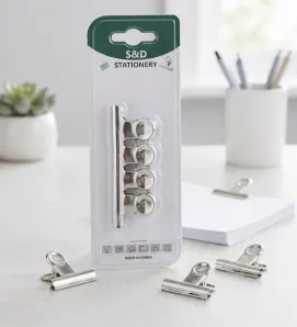 Set de 4 Clips Metálicos Bisagra Tipo Bulldog | S&D AH24-027