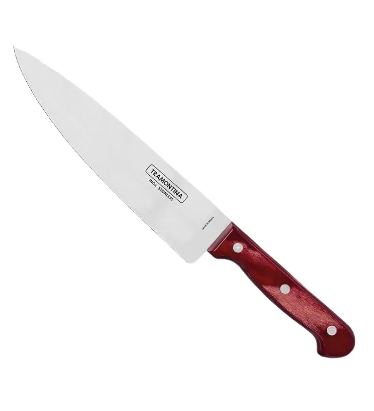 Cuchillo Chef 6" Polywood Rojo Acero Inox Tramontina | 21131/176