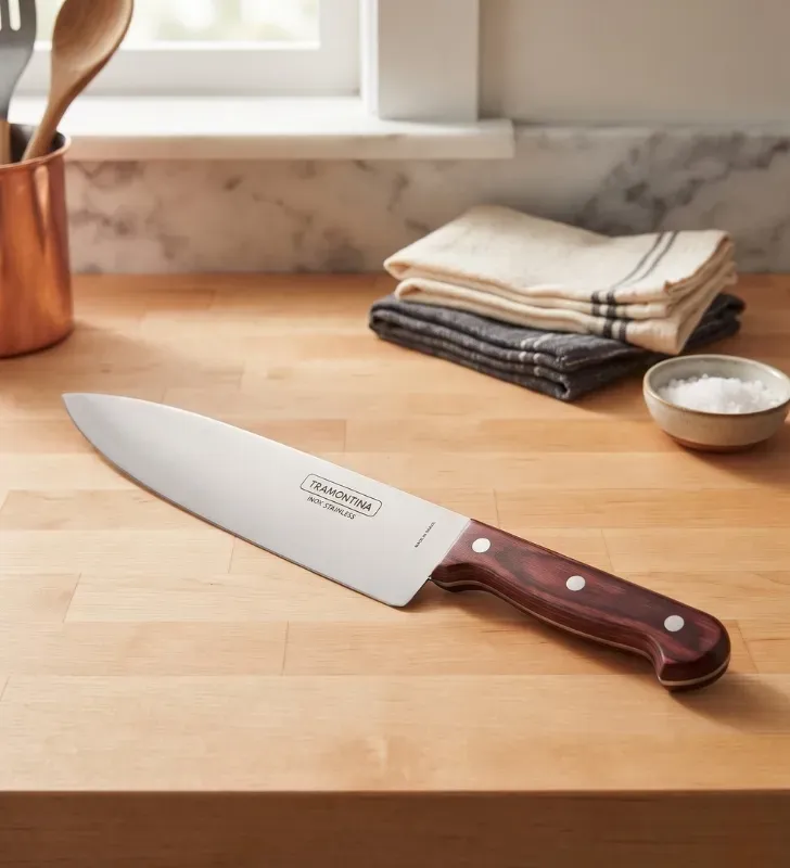 Cuchillo Chef 6" Polywood Rojo Acero Inox Tramontina | 21131/176
