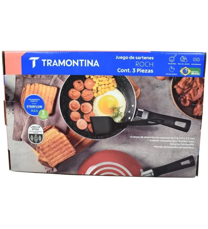 Juego de Sartenes Roch 3 Piezas Rojo Antiadherente Tramontina | 32300-234