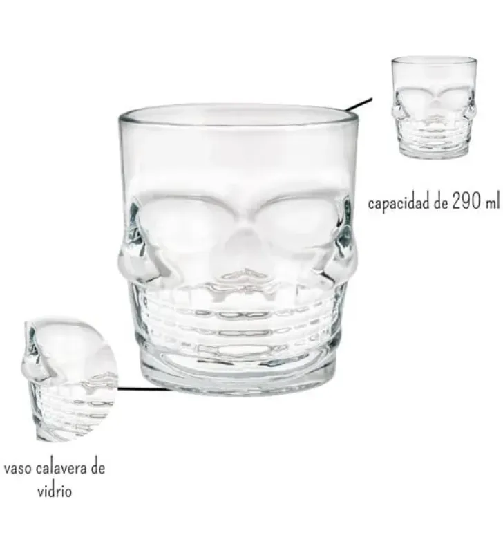 Vaso Double Old Fashion Calavera 290 ml 1020 | Marca Vittori
