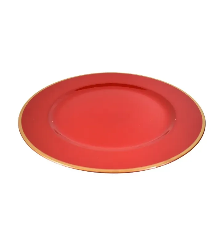 Plato Base Gala Rojo con Filo Dorado 3701R | Marca Vittori