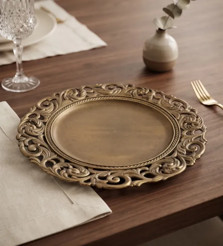 Plato Base Grecia Bronce Plástico 3708B | Marca Vittori