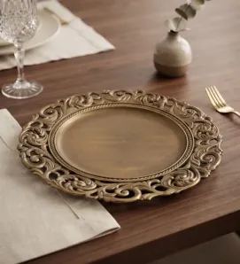 Plato Base Grecia Bronce Plástico 3708B | Marca Vittori