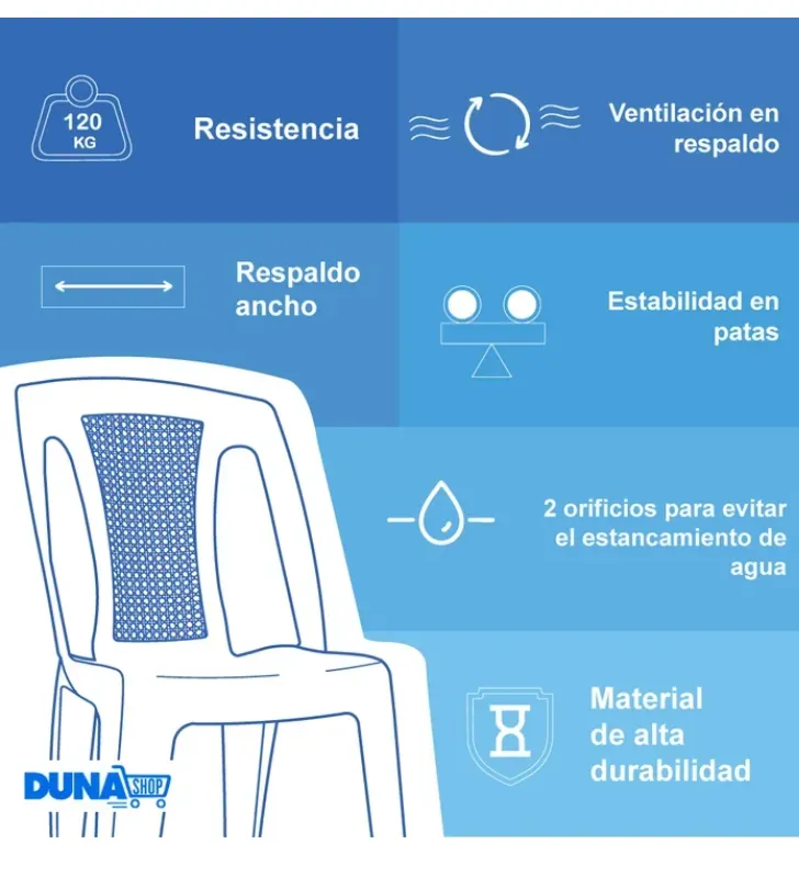 Silla Duna Aruba Gris R de Plástico 100% Reciclado | Apilable
