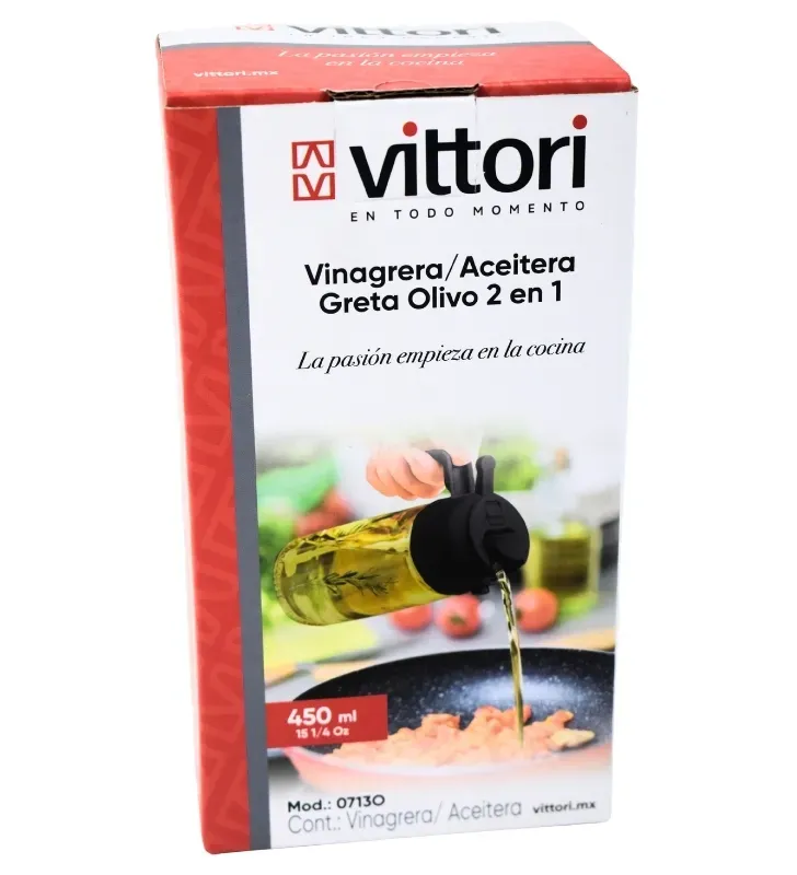 Vinagrera Aceitera Greta Olivo 2 en 1 450ml 0713O | Marca Vittori
