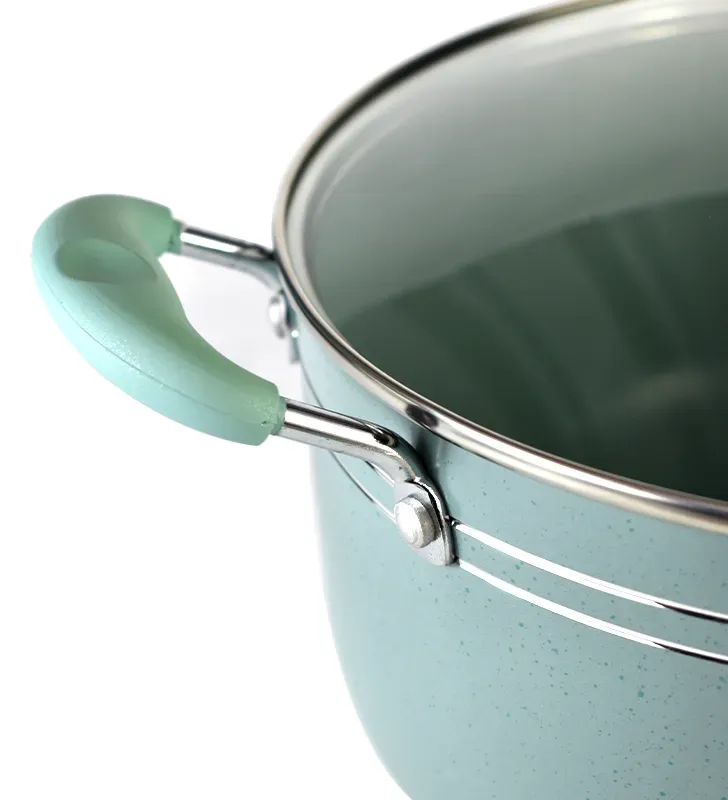 Batería Scarlett Verde Menta 5 pzas · Aluminio antiadherente Cuisine Spot