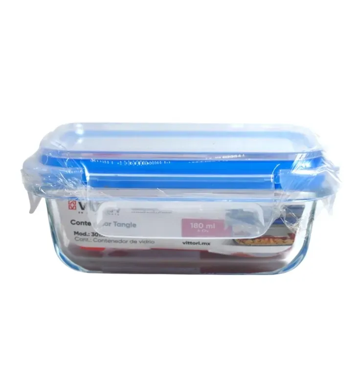 Contenedor Hermético Tangle Azul Vidrio 180ml 3017A | Marca Vittori