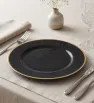 Plato Base Gala Plástico Negro con Borde Dorado 3701N | Marca Vittori
