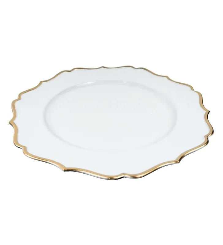 Plato Base Génova Plástico Azul con Borde Dorado 3702A | Marca Vittori