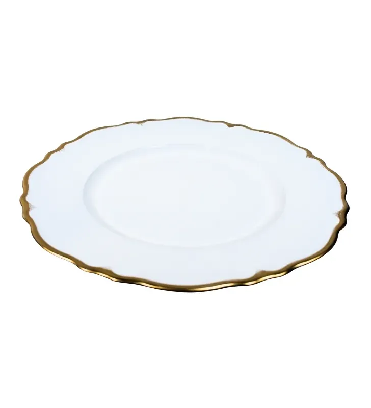 Plato Base Génova Blanco con Borde Dorado 3702B | Marca Vittori