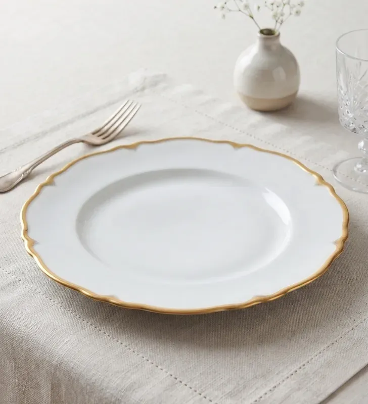 Plato Base Génova Blanco con Borde Dorado 3702B | Marca Vittori