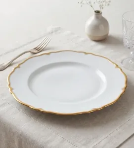 Plato Base Génova Blanco con Borde Dorado 3702B | Marca Vittori