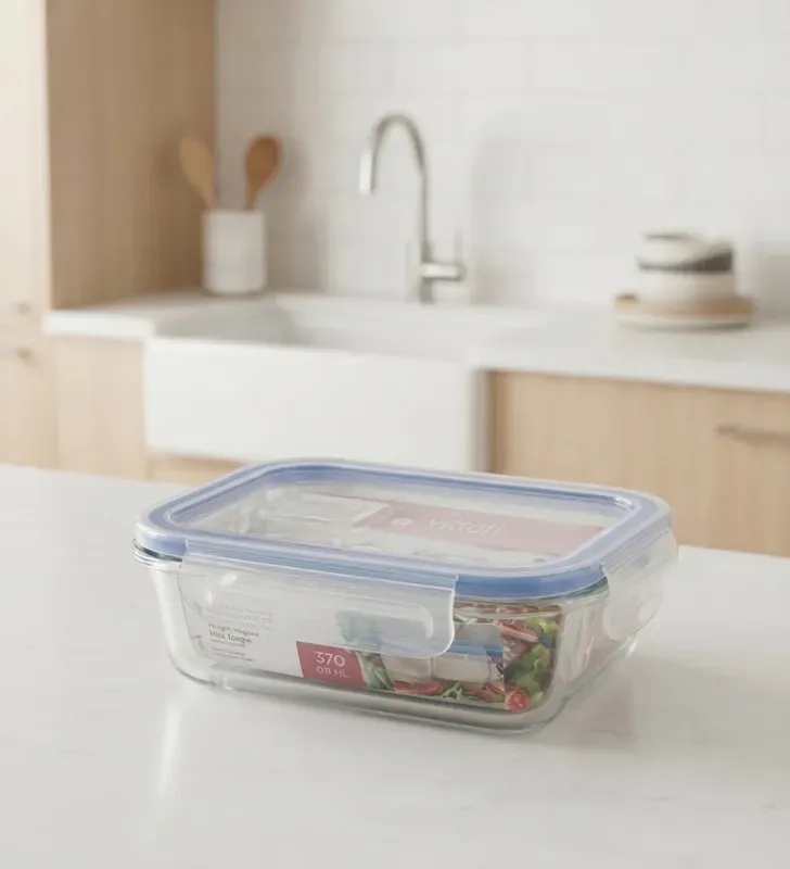 Contenedor Hermético Tangle Azul Vidrio 370ml 3007A | Marca Vittori