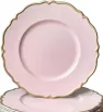Plato Base Génova Plástico Rosa con Borde Dorado 3702P | Marca Vittori