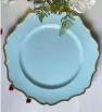 Plato Base Génova Plástico Azul Turquesa con Borde Dorado 3702T | Marca Vittori