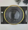 Plato Base Venecia Transparente con Borde Dorado 3709D | Marca Vittori