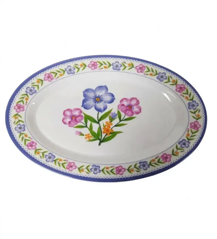 Plato Ovalado 12" Melamina Decorado Floral D001 003-001-002 | Travessa