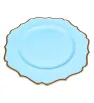 Plato Base Génova Plástico Azul Turquesa con Borde Dorado 3702T | Marca Vittori