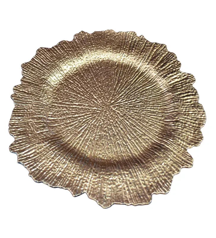 Plato Base Atena Plástico Dorado Texturizado 3706D | Marca Vittori