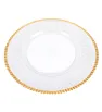 Plato Base Venecia Transparente con Borde Dorado 3709D | Marca Vittori