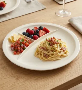 Plato con 3 Divisiones 10" 25cm Melamina Beige 4601B | Marca Vittori