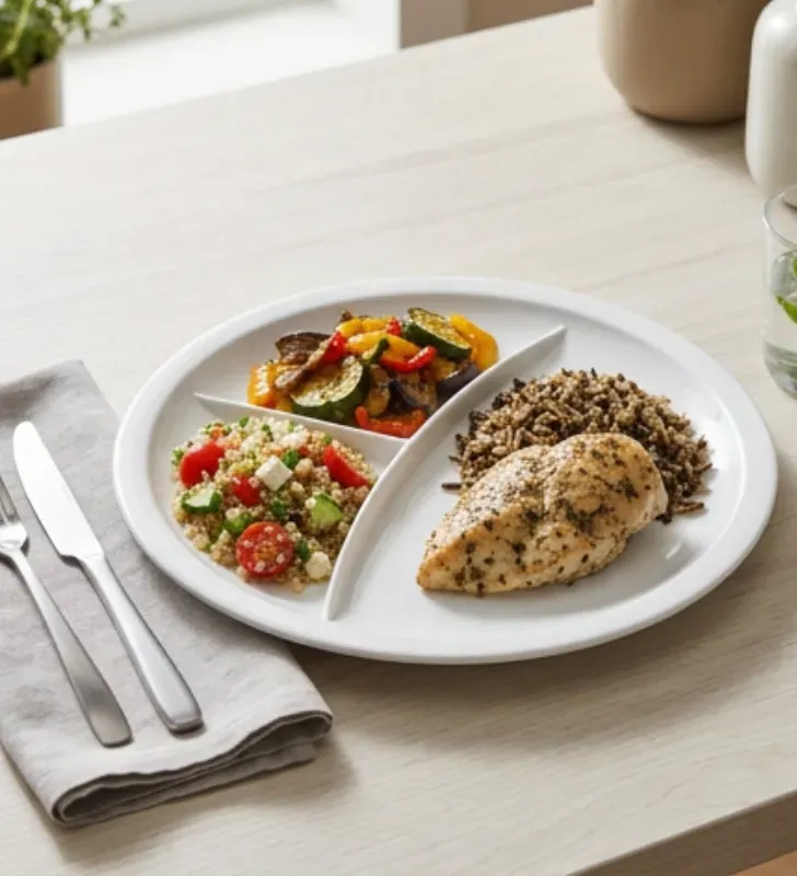 Plato con 3 Divisiones 10" 25cm Melamina Blanco 4601W | Marca Vittori