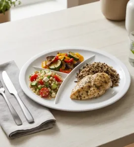 Plato con 3 Divisiones 10" 25cm Melamina Blanco 4601W | Marca Vittori