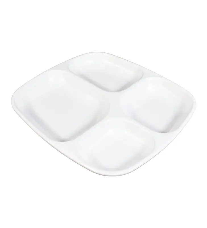 Plato Cuadrado 4 Divisiones Melamina Blanco 4602W | Marca Vittori