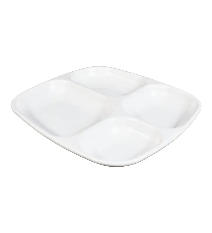 Plato Cuadrado 4 Divisiones Melamina Blanco 4602W | Marca Vittori