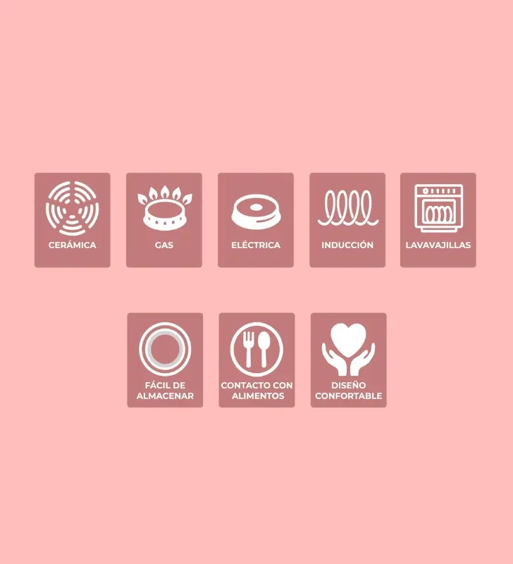 Batería Scarlett Rosa 5 pzas · Aluminio antiadherente Cuisine Spot