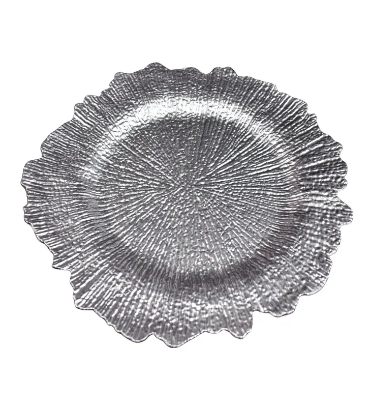 Plato Base Atena Plástico Plata Texturizado 3706S | Marca Vittori