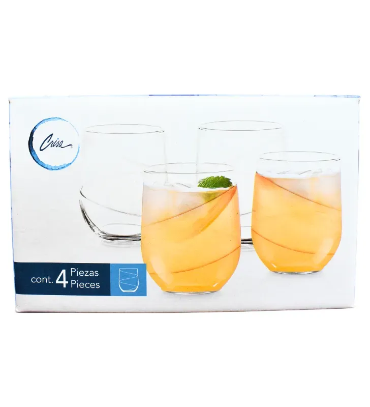 Juego de 4 Vasos Stemless Peristyle 497ml 16.8oz 6508 | Crisa