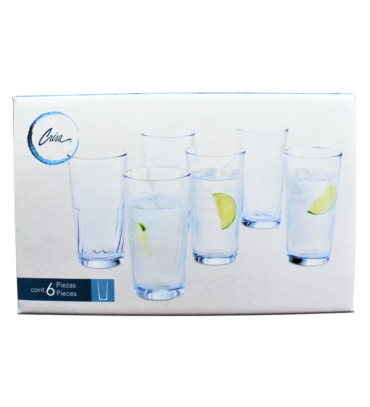 Juego de 6 Vasos de Vidrio Clásica 310ml 10.5oz 6211 | Crisa