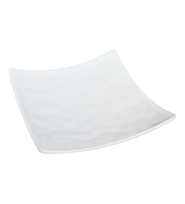 Plato Cuadrado Melamina Texturizado 18cm Blanco 105-009-148 | Travessa