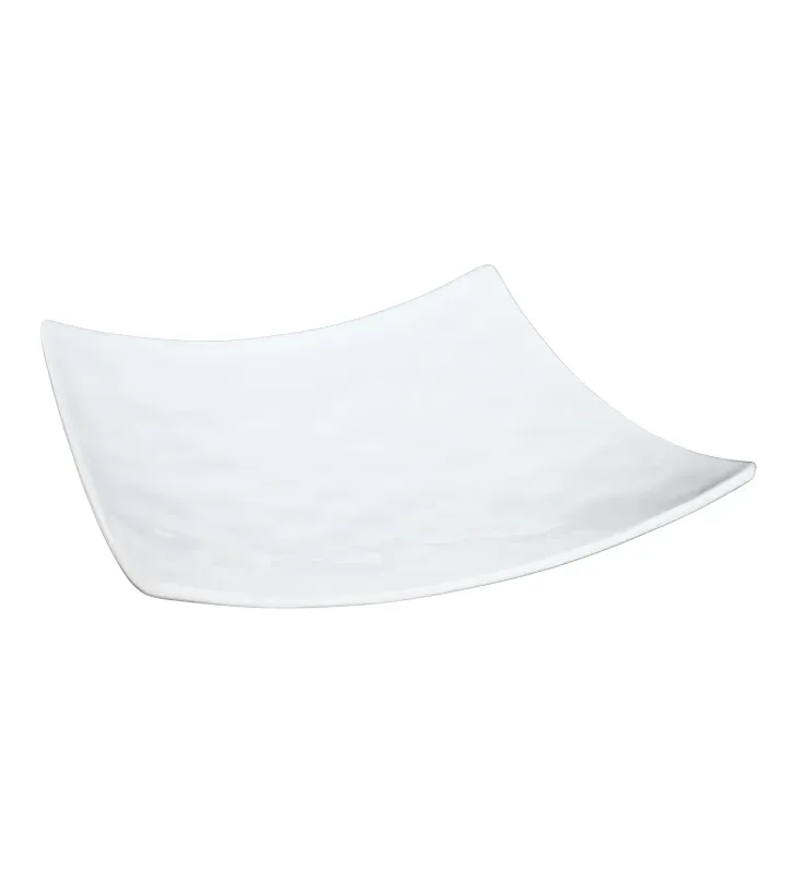 Plato Cuadrado Melamina Texturizado 18cm Blanco 105-009-148 | Travessa