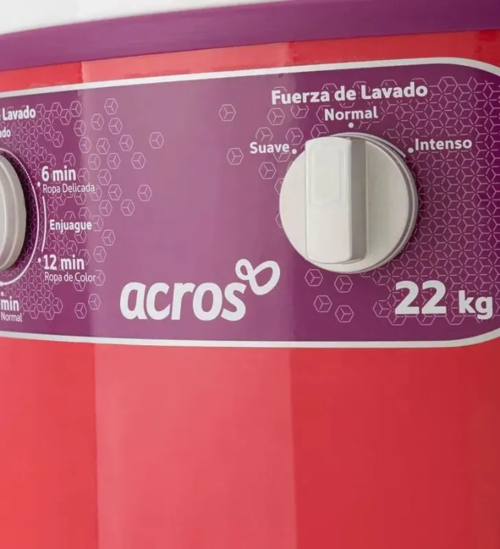 Lavadora Manual Acros ALF2253EC Coral 22 kg | 5 ciclos, agitador y tina porcelanizada