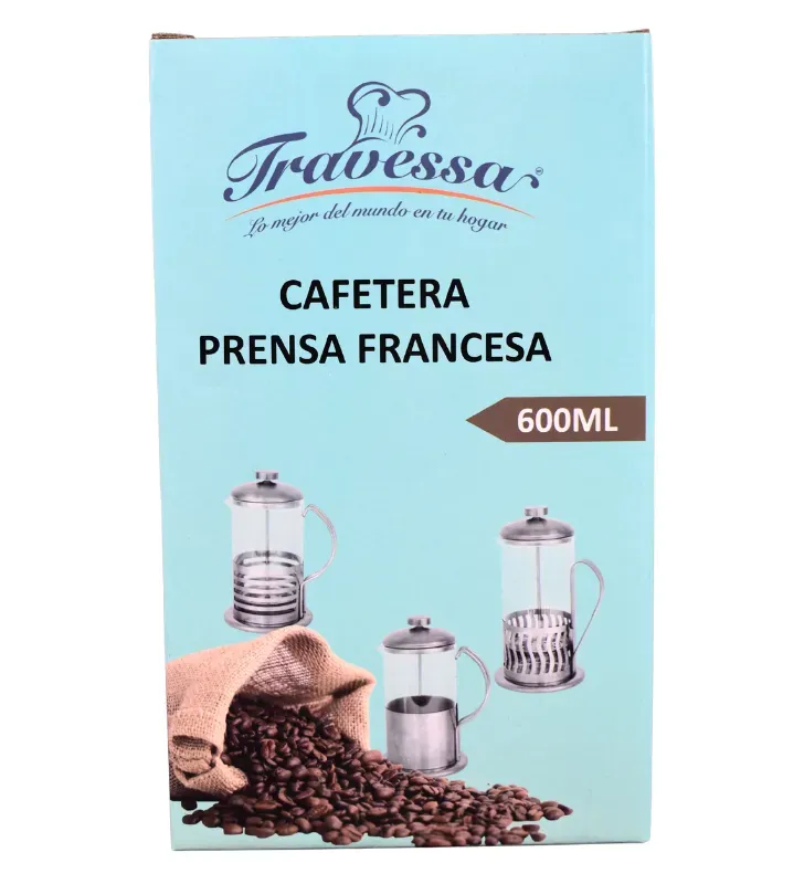 Cafetera Prensa Francesa Vidrio y Acero 600ml 027-103-060 | Travessa