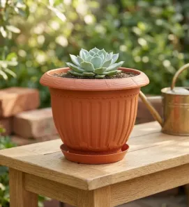 Maceta Clásica Mediana de Plástico Terracota W059* | Plasvic