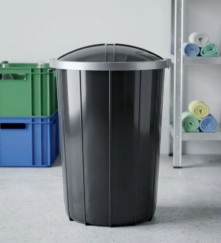 Bote Negro de Plástico con Tapa 80 Litros W198 | Plasvic