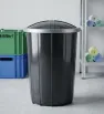Bote Negro de Plástico con Tapa 80 Litros W198 | Plasvic