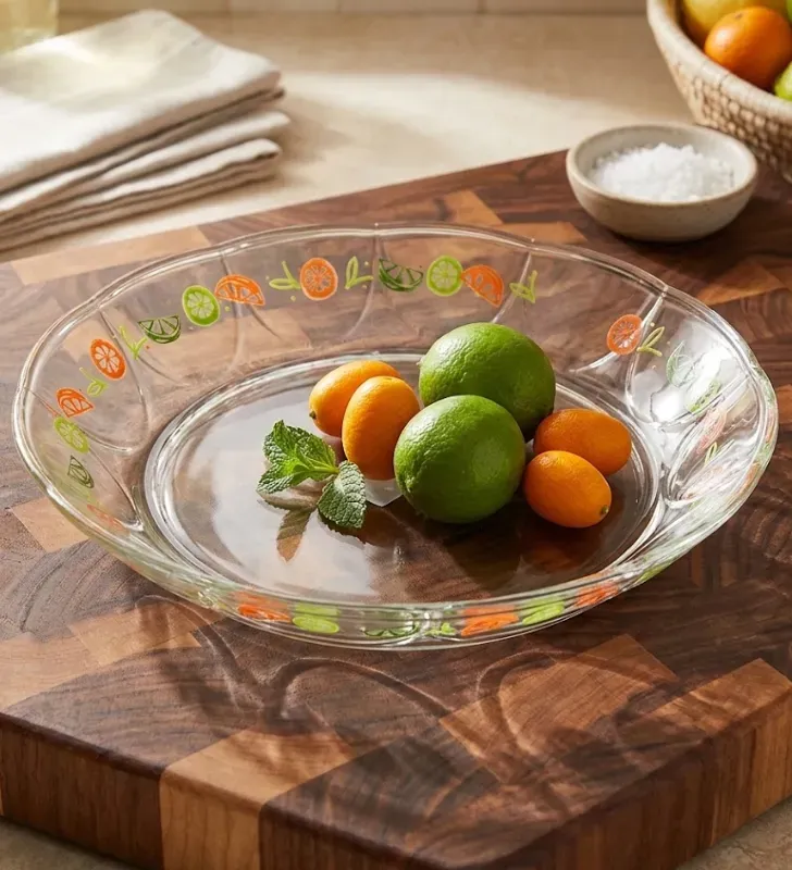 Plato Crisa Arco Cítricos 20.5 cm – Vidrio Decorado