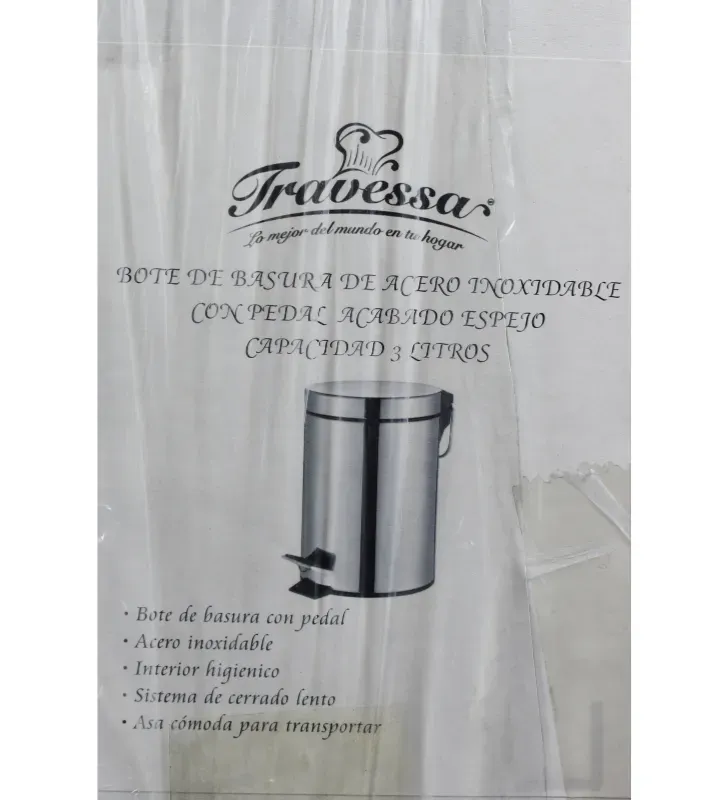 Bote de Basura Acero Inoxidable con Pedal 3L 130-002-003 | Travessa