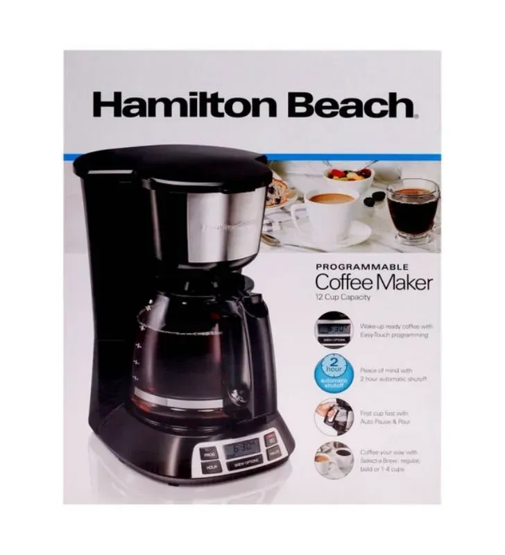 Cafetera Programable Hamilton Beach 49630‑MX | 12 tazas, temporizador fácil