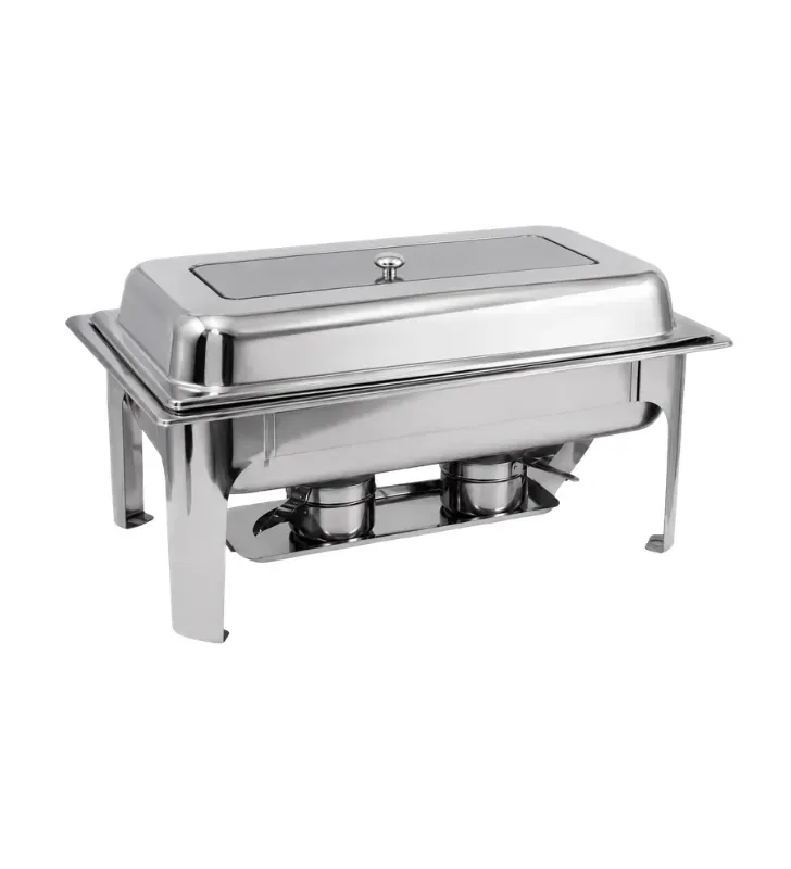 Chafer Rectangular de Lujo 9L Tapa Cristal Acero Inox | Travessa 157-101-001